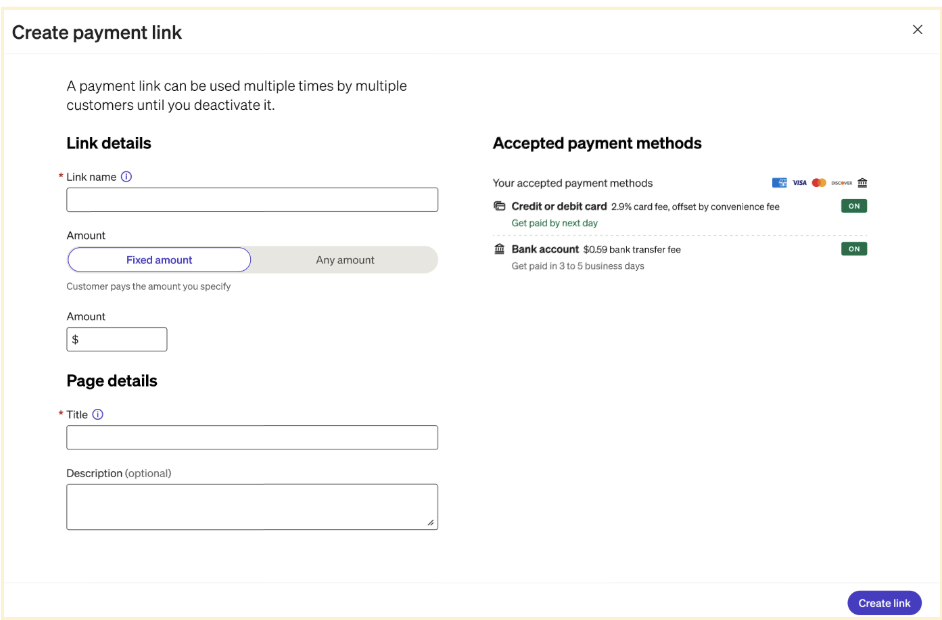 Copy and share a payment link